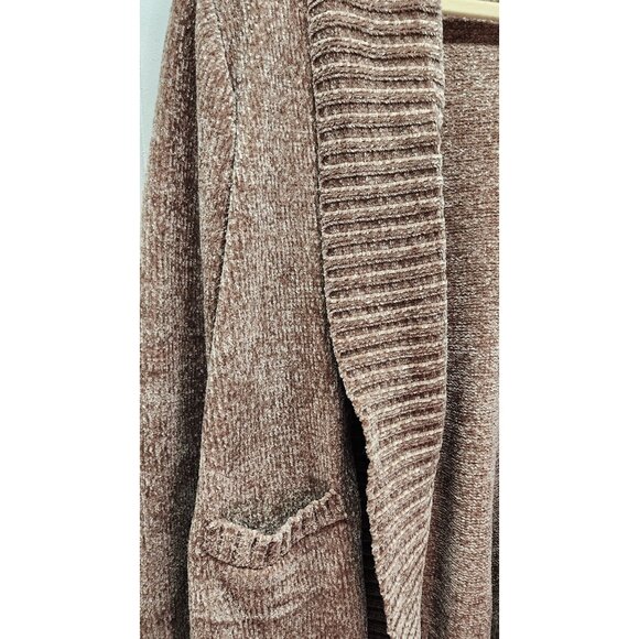 Lot of 3 Orvis Chenille Open Front Cardigan Sweater L/G Brown, Black, Blue - Picture 3 of 13